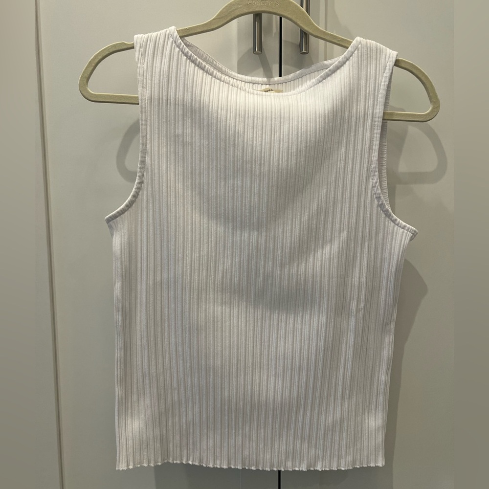 Madewell White Ribbed Knit Tank